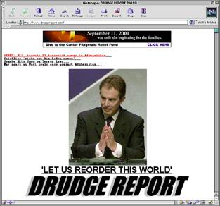 The Drudge Report at 3PM GMT October 4, 2001